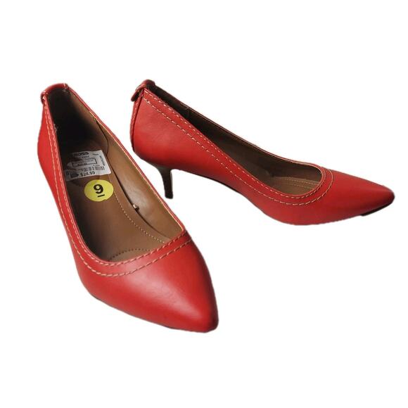 Calvin Klein Jeans Heels Size 9 Kaleigh Red Women's Leather Slip On Pumps - Picture 3 of 10